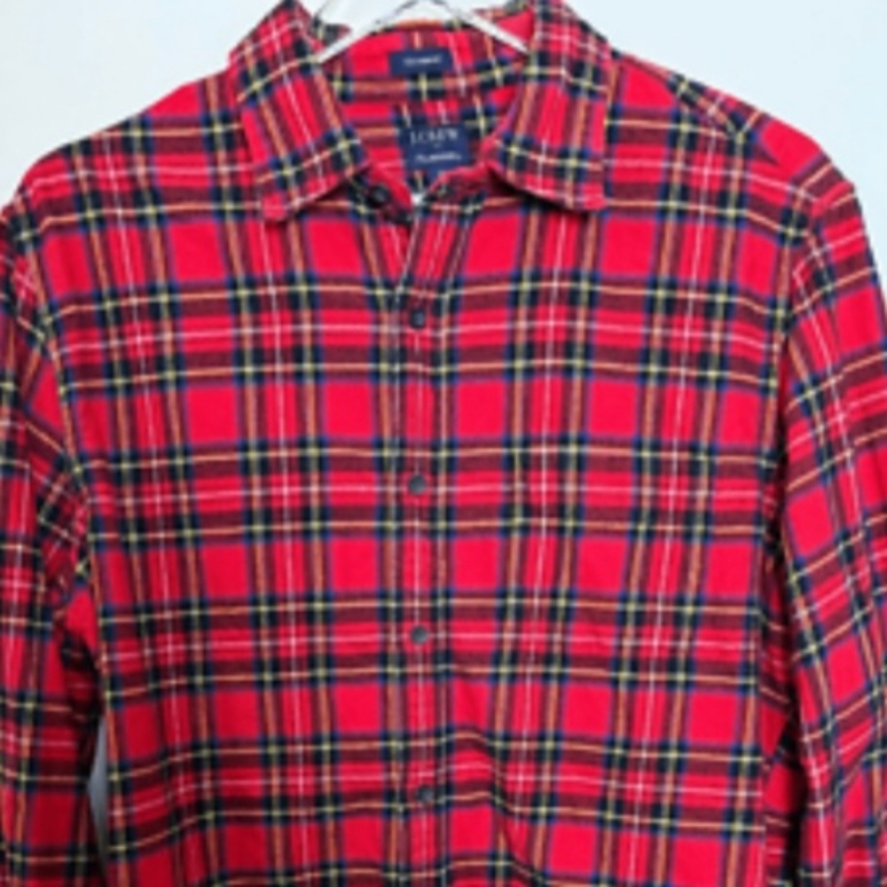 J. Crew Men's Red Plaid Flannel Shirt